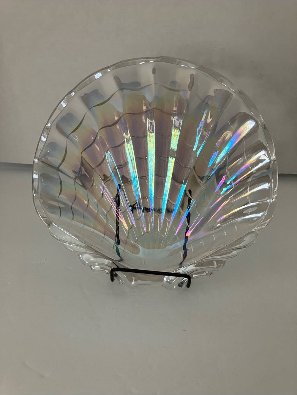 Hasegawa Iridescent Shell Glass Accent Bowl - Clear Shimmer
